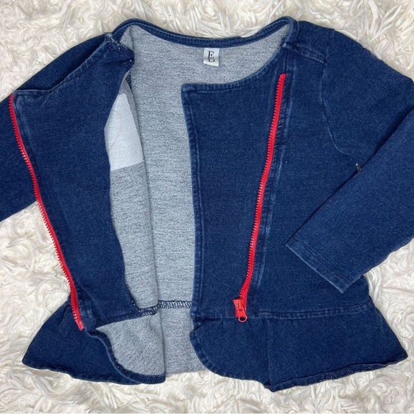 Baby Girls Blue Soft Zippered Peplum Jean Jacket, Size 24M - Picture 7 of 10